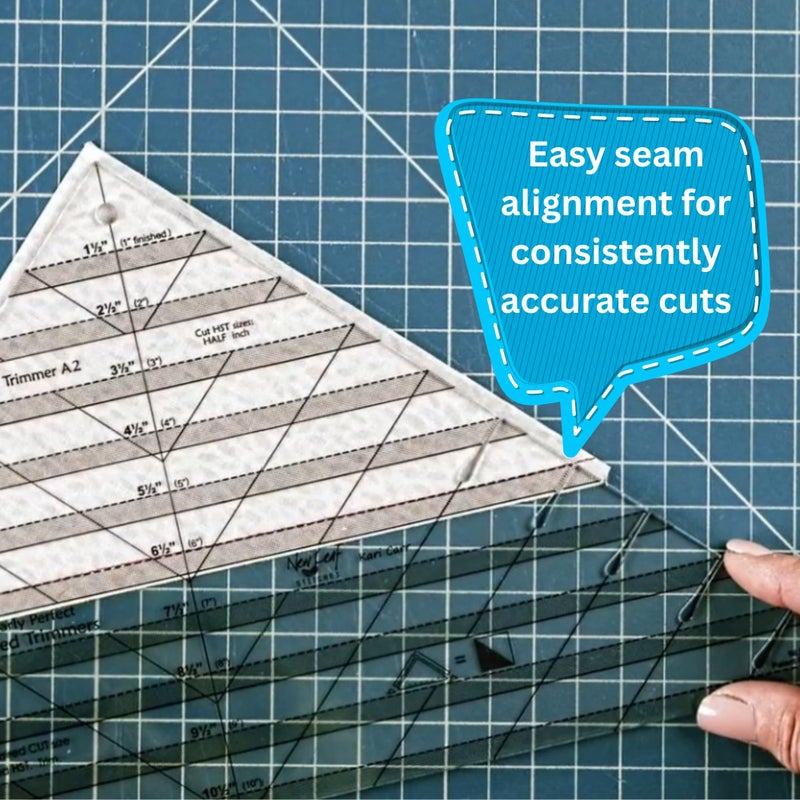 New Leaf Stitches Cleary Perfect Slotted Trimmer A2 by New Leaf Stitches â€“ Quilting Ruler Template and Stencil for Cutting All Sides of Larger Half Square Triangles â€“ 6 Slotted Sizes 5.5 Inch to 10.5 Inch - Image 4